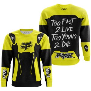 Custom name BraapGirls TOO FAST TO LIVE TOO YOUNG TO DIE – FOX RACING – YELLOW Brands for motocross girls and dirt bike riders - Brands view 2