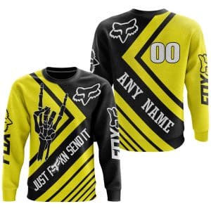 Custom name BraapGirls JUST FCKN SEND IT – FOX RACING YELLOW | HOODIE & JERSEY | KID-YOUTH & ADULT Brands for motocross girls and dirt bike riders - Brands v...