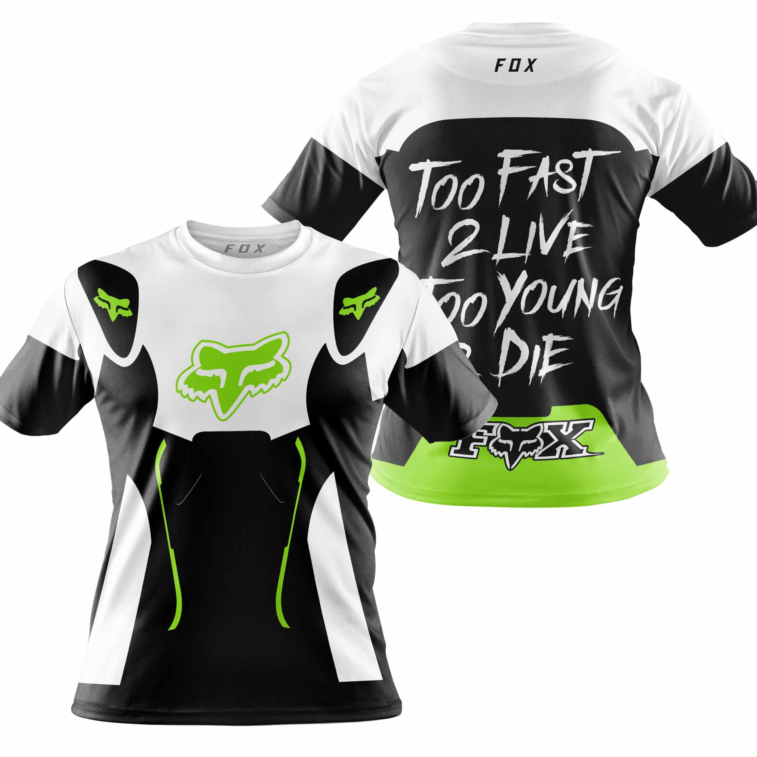 TOO FAST TO LIVE TOO YOUNG TO DIE – FOX RACING – WHITE GREEN 1 view 5