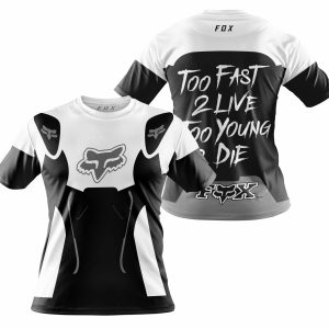 Custom name BraapGirls TOO FAST TO LIVE TOO YOUNG TO DIE – FOX RACING – WHITE GREY Brands for motocross girls and dirt bike riders - Brands view 3