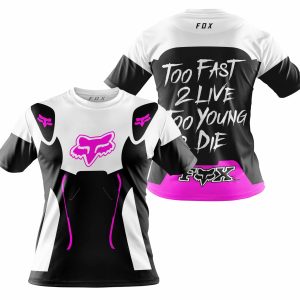 Custom name BraapGirls TOO FAST TO LIVE TOO YOUNG TO DIE – FOX RACING – WHITE PINK Brands for motocross girls and dirt bike riders - Brands view 3