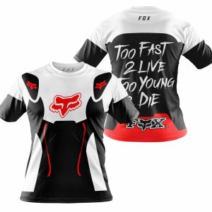 Custom name BraapGirls TOO FAST TO LIVE TOO YOUNG TO DIE – FOX RACING – WHITE RED Brands for motocross girls and dirt bike riders - Brands view 3