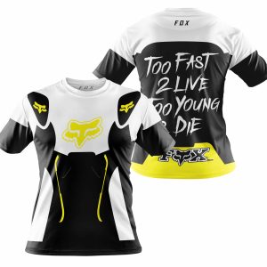 Custom name BraapGirls TOO FAST TO LIVE TOO YOUNG TO DIE – FOX RACING – WHITE YELLOW Brands for motocross girls and dirt bike riders - Brands view 3