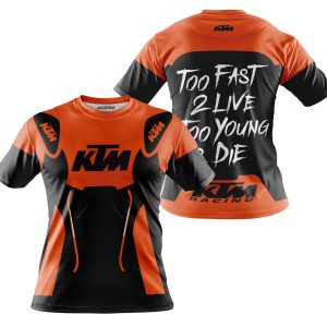 Custom name BraapGirls TOO FAST TO LIVE TOO YOUNG TO DIE – KTM RACING – ORANGE Brands for motocross girls and dirt bike riders - Brands view 3