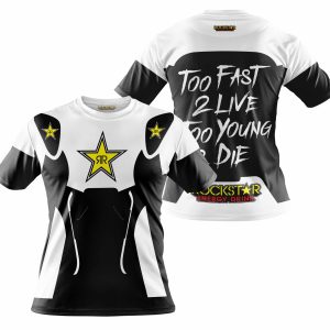 Custom name BraapGirls TOO FAST TO LIVE TOO YOUNG TO DIE – ROCKSTAR – WHITE Brands for motocross girls and dirt bike riders - Brands view 3
