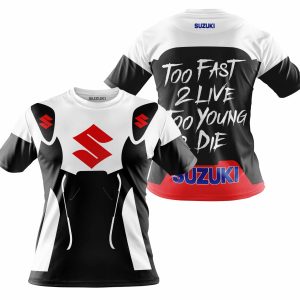 Custom name BraapGirls TOO FAST TO LIVE TOO YOUNG TO DIE – SUZUKI – WHITE Brands for motocross girls and dirt bike riders - Brands view 3
