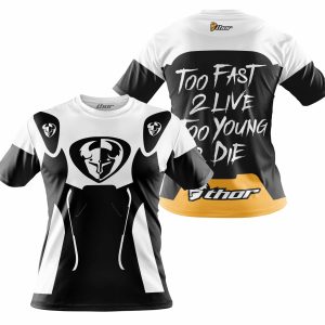 Custom name BraapGirls TOO FAST TO LIVE TOO YOUNG TO DIE – THOR RACING – WHITE Brands for motocross girls and dirt bike riders - Brands view 3