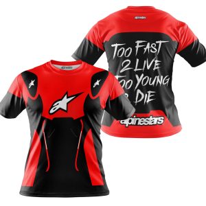Custom name BraapGirls TOO FAST TO LIVE TOO YOUNG TO DIE – ALPINESTARS – RED Alpinestars for motocross girls and dirt bike riders - Alpinestars view 3