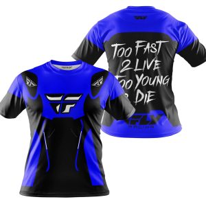 Custom name BraapGirls TOO FAST TO LIVE TOO YOUNG TO DIE – FLY RACING – BLUE Brands for motocross girls and dirt bike riders - Brands view 3