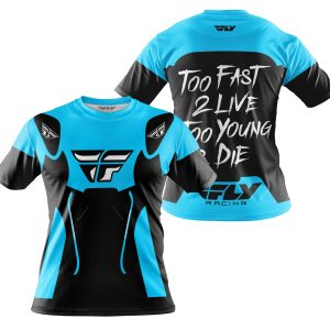 Custom name BraapGirls TOO FAST TO LIVE TOO YOUNG TO DIE – FLY RACING – SKY BLUE Brands for motocross girls and dirt bike riders - Brands view 3