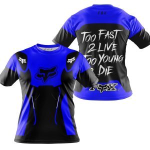 Custom name BraapGirls TOO FAST TO LIVE TOO YOUNG TO DIE – FOX RACING – BLUE Brands for motocross girls and dirt bike riders - Brands view 3