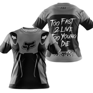 Custom name BraapGirls TOO FAST TO LIVE TOO YOUNG TO DIE – FOX RACING – GREY Brands for motocross girls and dirt bike riders - Brands view 3