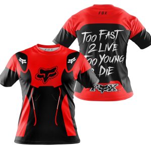 Custom name BraapGirls TOO FAST TO LIVE TOO YOUNG TO DIE – FOX RACING – RED Brands for motocross girls and dirt bike riders - Brands view 3