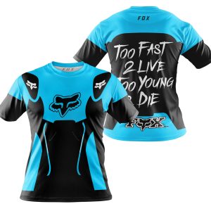 Custom name BraapGirls TOO FAST TO LIVE TOO YOUNG TO DIE – FOX RACING – SKY BLUE Brands for motocross girls and dirt bike riders - Brands view 3