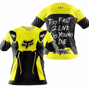 Custom name BraapGirls TOO FAST TO LIVE TOO YOUNG TO DIE – FOX RACING – YELLOW Brands for motocross girls and dirt bike riders - Brands view 3