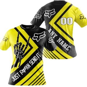 Custom name BraapGirls JUST FCKN SEND IT – FOX RACING YELLOW | HOODIE & JERSEY | KID-YOUTH & ADULT Brands for motocross girls and dirt bike riders - Brands v...