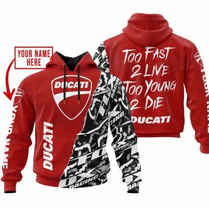 TOO FAST TO LIVE TOO YOUNG TO DIE – LIMITED EDITION – CUSTOM NAME – DUCATI – RED