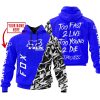 TOO FAST TO LIVE TOO YOUNG TO DIE – LIMITED EDITION – CUSTOM NAME – FOX RACING – BLUE