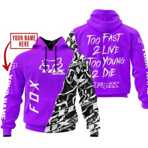 TOO FAST TO LIVE TOO YOUNG TO DIE – LIMITED EDITION – CUSTOM NAME – FOX RACING – PURPLE