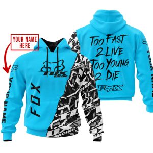 TOO FAST TO LIVE TOO YOUNG TO DIE – LIMITED EDITION – CUSTOM NAME – FOX RACING – SKY BLUE