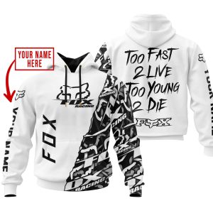 TOO FAST TO LIVE TOO YOUNG TO DIE – LIMITED EDITION – CUSTOM NAME – FOX RACING – WHITE