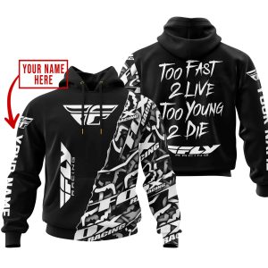 TOO FAST TO LIVE TOO YOUNG TO DIE – LIMITED EDITION – CUSTOM NAME – FLY RACING – BLACK