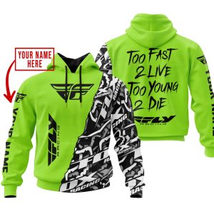 TOO FAST TO LIVE TOO YOUNG TO DIE – LIMITED EDITION – CUSTOM NAME – FLY RACING – GREEN 1