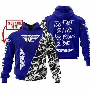 TOO FAST TO LIVE TOO YOUNG TO DIE – LIMITED EDITION – CUSTOM NAME – FLY RACING – NAVY