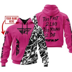TOO FAST TO LIVE TOO YOUNG TO DIE – LIMITED EDITION – CUSTOM NAME – FLY RACING – PINK 1