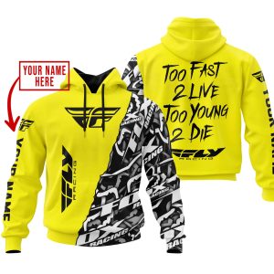 TOO FAST TO LIVE TOO YOUNG TO DIE – LIMITED EDITION – CUSTOM NAME – FLY RACING – YELLOW