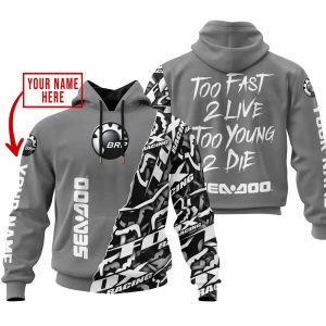 TOO FAST TO LIVE TOO YOUNG TO DIE – LIMITED EDITION – CUSTOM NAME – SEA DOO – GREY