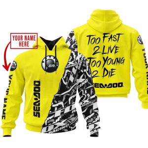 Custom name BraapGirls TOO FAST TO LIVE TOO YOUNG TO DIE – LIMITED EDITION – CUSTOM NAME – SEA DOO – YELLOW Brands for motocross girls and dirt bike riders