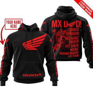 MX DAD – PERSONALISED GIFTS FOR CHILDREN & ADULTS – HONDA -BLACK RED