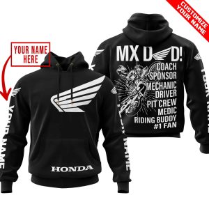 MX DAD – PERSONALISED GIFTS FOR CHILDREN & ADULTS – HONDA – BLACK WHITE