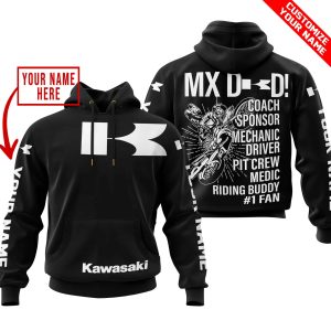 MX DAD – PERSONALISED GIFTS FOR CHILDREN & ADULTS – KAWASAKI – BLACK WHITE