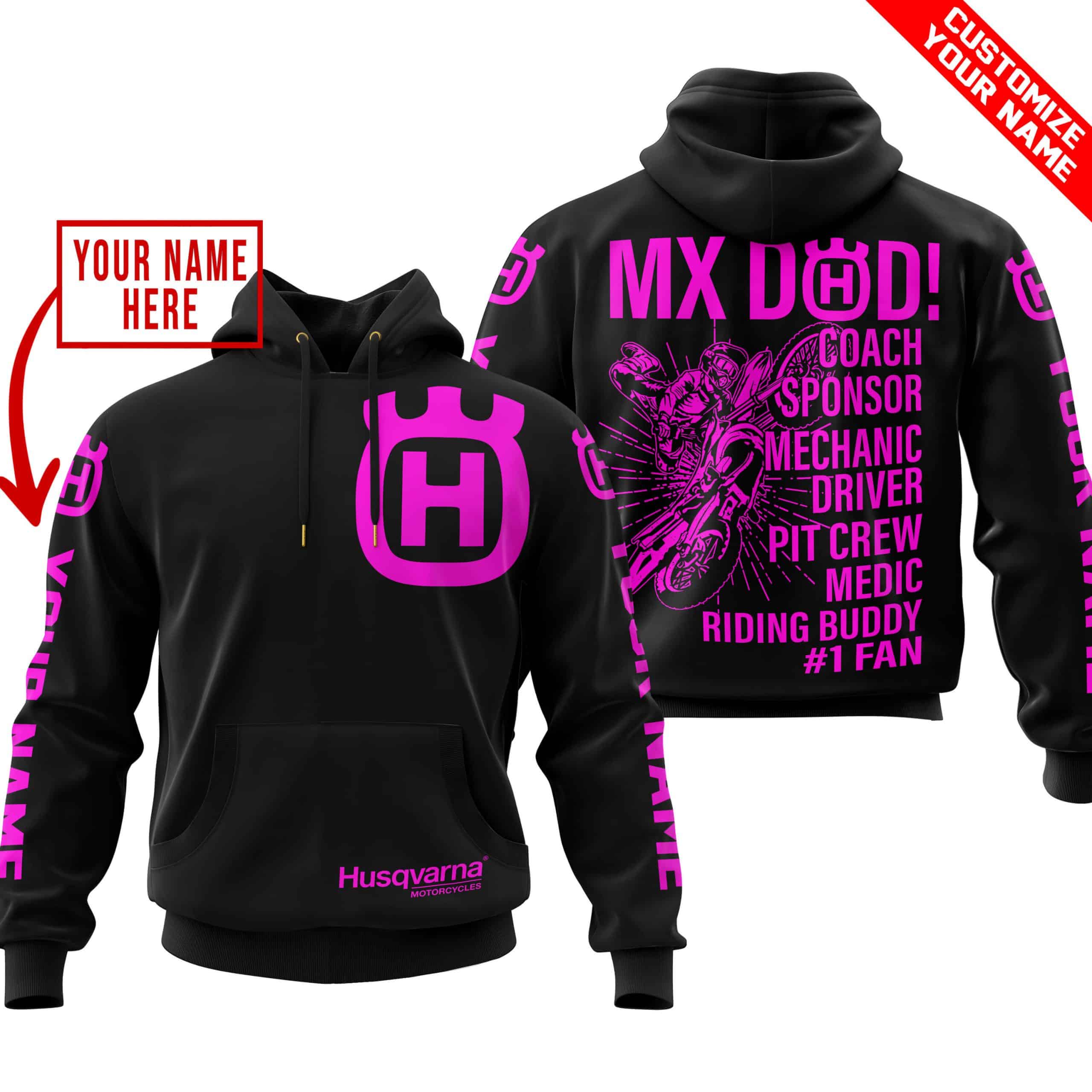 MX DAD - PERSONALISED GIFTS FOR CHILDREN & ADULTS - HUSQVARNA - BLACK PINK
