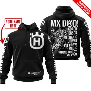 MX DAD – PERSONALISED GIFTS FOR CHILDREN & ADULTS – HUSQVARNA – BLACK WHITE