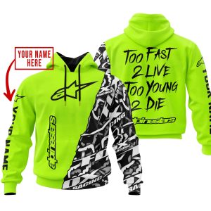 Custom name BraapGirls TOO FAST TO LIVE TOO YOUNG TO DIE – LIMITED EDITION – CUSTOM NAME – ALPINESTARS – NEON Alpinestars for motocross girls and dirt bike r