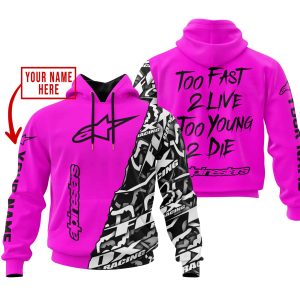 TOO FAST TO LIVE TOO YOUNG TO DIE – LIMITED EDITION – CUSTOM NAME – ALPINESTARS – PINK