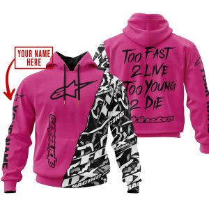 TOO FAST TO LIVE TOO YOUNG TO DIE – LIMITED EDITION – CUSTOM NAME – ALPINESTARS – PINK 1
