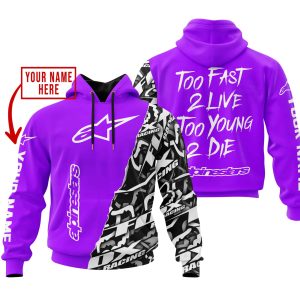TOO FAST TO LIVE TOO YOUNG TO DIE – LIMITED EDITION – CUSTOM NAME – ALPINESTARS – PURPLE