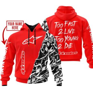 TOO FAST TO LIVE TOO YOUNG TO DIE – LIMITED EDITION – CUSTOM NAME – ALPINESTARS – RED