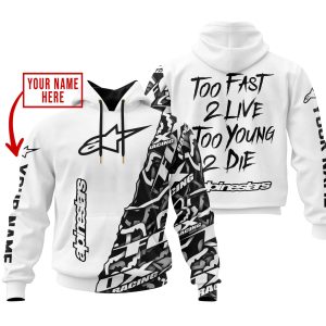 TOO FAST TO LIVE TOO YOUNG TO DIE – LIMITED EDITION – CUSTOM NAME – ALPINESTARS – WHITE
