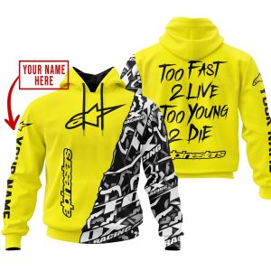 TOO FAST TO LIVE TOO YOUNG TO DIE – LIMITED EDITION – CUSTOM NAME – ALPINESTARS – YELLOW