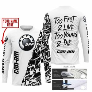 Custom name BraapGirls TOO FAST TO LIVE TOO YOUNG TO DIE – LIMITED EDITION – CUSTOM NAME – CAN AM – WHITE Brands for motocross girls and dirt bike riders - B...
