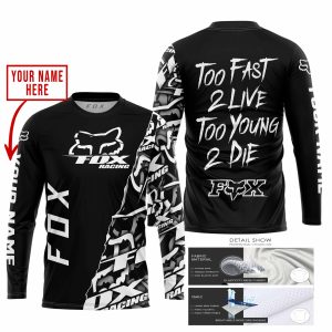 Custom name BraapGirls TOO FAST TO LIVE TOO YOUNG TO DIE – LIMITED EDITION – CUSTOM NAME – FOX RACING – BLACK Brands for motocross girls and dirt bike riders...