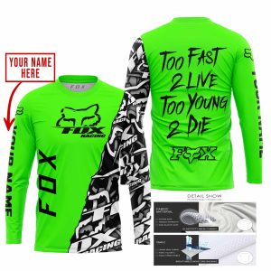 Custom name BraapGirls TOO FAST TO LIVE TOO YOUNG TO DIE – LIMITED EDITION – CUSTOM NAME – FOX RACING – GREEN Brands for motocross girls and dirt bike riders...