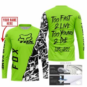 Custom name BraapGirls TOO FAST TO LIVE TOO YOUNG TO DIE – LIMITED EDITION – CUSTOM NAME – FOX RACING – GREEN 1 Brands for motocross girls and dirt bike ride...