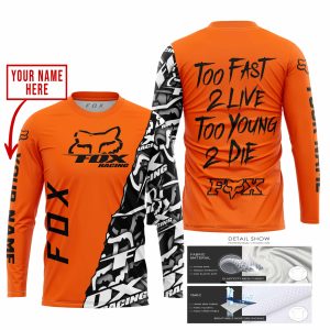 Custom name BraapGirls TOO FAST TO LIVE TOO YOUNG TO DIE – LIMITED EDITION – CUSTOM NAME – FOX RACING – ORANGE Brands for motocross girls and dirt bike rider...