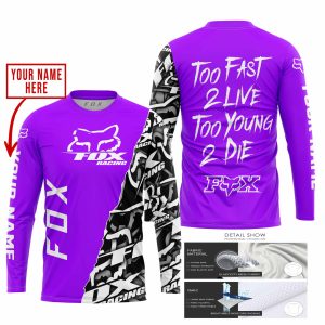 Custom name BraapGirls TOO FAST TO LIVE TOO YOUNG TO DIE – LIMITED EDITION – CUSTOM NAME – FOX RACING – PURPLE Brands for motocross girls and dirt bike rider...